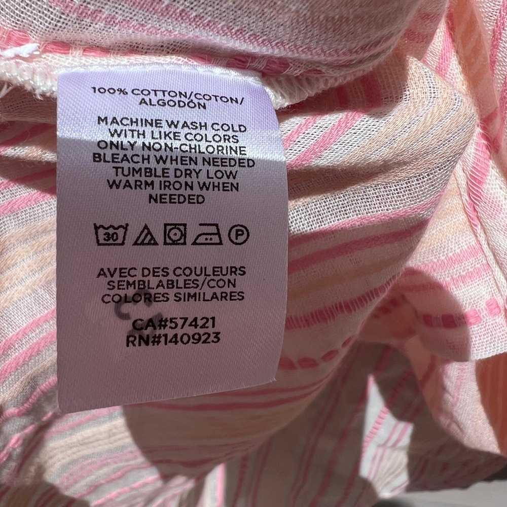 Lou & Grey for LOFT Pink Striped Tassel Surplice Blouse XS New - Picture 4 of 5